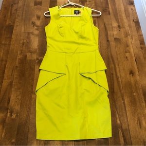 Vince Camuto Bright yellow-lime peplum body con dress
